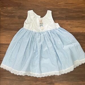 Blue and White Striped Kids Dress